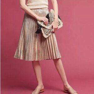 Maeve Metallic Pleated Midi Skirt